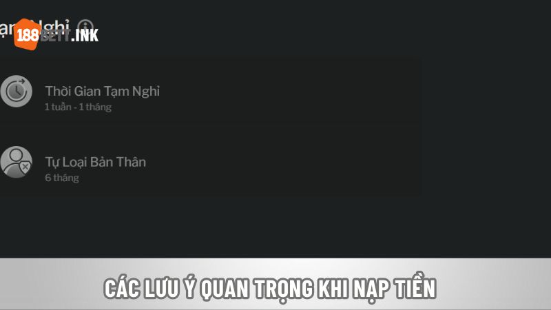 Các lưu ý quan trọng khi nạp tiền