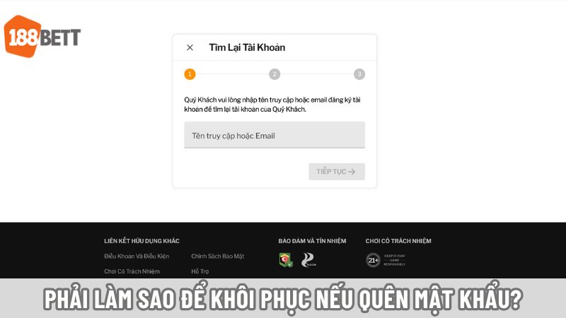 Khi quên mật khẩu, hãy chọn nút “Quên mật khẩu" 